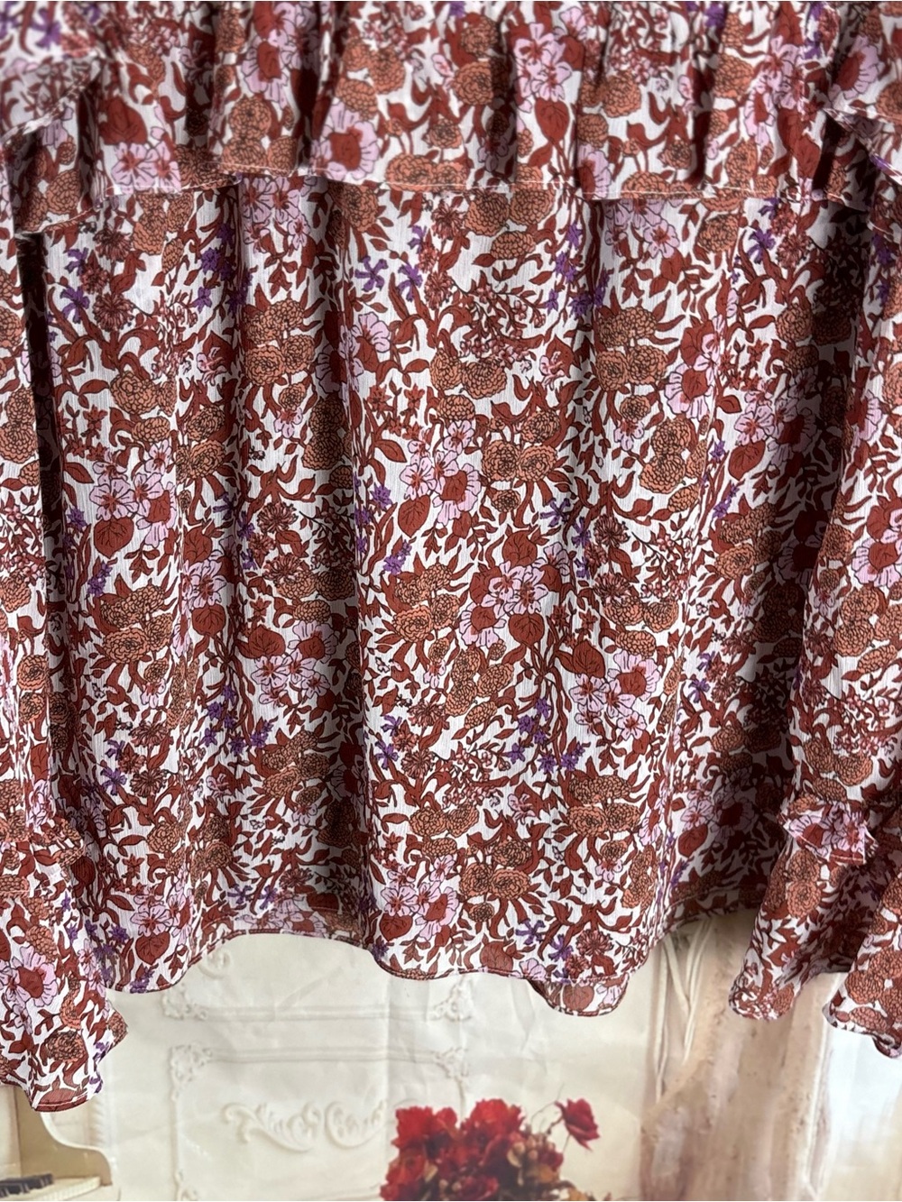 NEW J.Crew Ruffle Crinkle Chiffon Top in the "Fête Floral" print - Picture 7 of 9